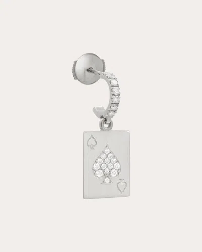 Mysteryjoy Women's 18k White Gold Justice Charms Mono Earring In Silver