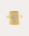 Mysteryjoy Heart Card Pinky Ring White Gold In Gold