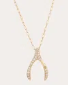 Mysteryjoy Women's Large Wishbone 18k Gold And Lab-grown Diamond Pendant Necklace In Gold