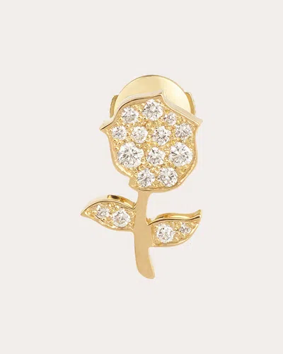 Mysteryjoy Women's Rose Antique 18k Gold And Lab-grown Diamond Single Earring