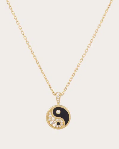 Mysteryjoy Women's Small Yin Yang 18k Gold Lacquer And Lab-grown Diamond Pendant Necklace