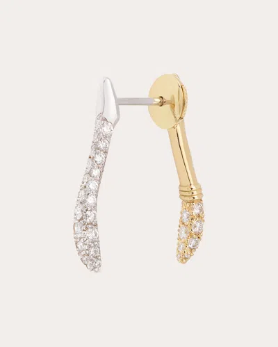 Mysteryjoy Women's Large Wishbone Large 18k Gold And Lab-grown Diamond Single Earring Jacket In Yellow Gold/white Gold