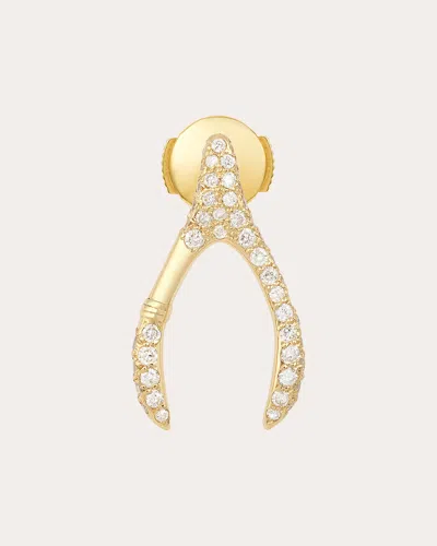Mysteryjoy Women's Wishbone Small Pavé Mono Earring In Gold