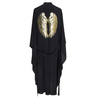 Mystique Black Long Kimono Panther In Black