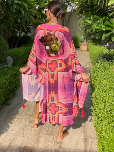 Mystique Boho Silk Kimono In Pink