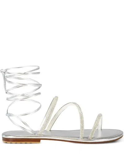 Mystique Crystal-embellished Lace-up Sandals In Silver