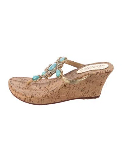 Pre-owned Mystique Crystal Embellishments Sandals In Neutrals/white
