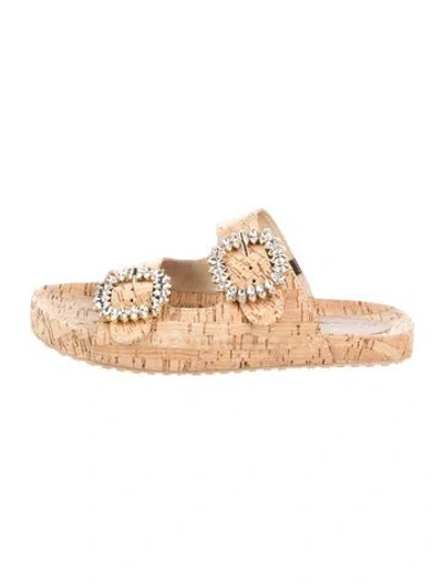 Pre-owned Mystique Crystal Embellishments Slides In Neutral