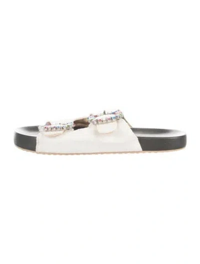 Pre-owned Mystique Crystal Embellishments Slides In Neutrals