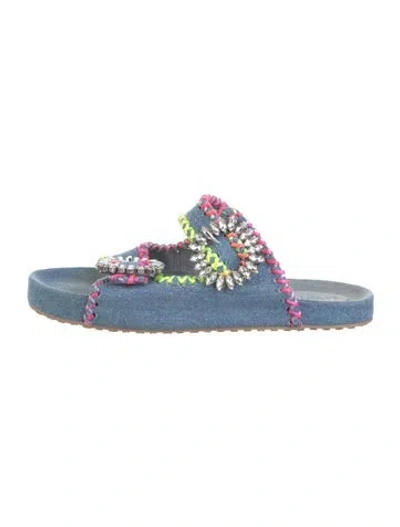 Pre-owned Mystique Denim Slides In Blue