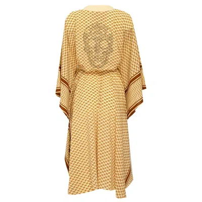 Mystique Desert Kimono Skull Biege Long In Yellow