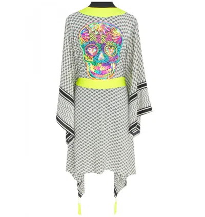 Mystique Desert Tribe Midi Kimono Skull Neon Yellow In Multi