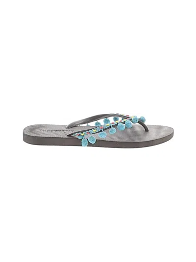 Pre-owned Mystique Flip Flops In Gray