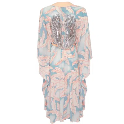 Mystique Lazur Willow Long Kimono Wings In Peach In Pink