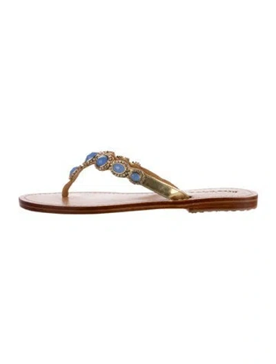 Pre-owned Mystique Leather Crystal Embellishments In Blue/gold