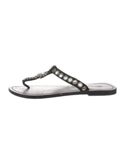 Pre-owned Mystique Leather Flip Flops In Black
