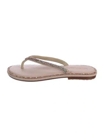 Pre-owned Mystique Leather Flip Flops In Pink