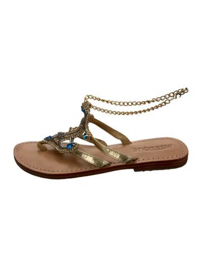 Pre-owned Mystique Leather Flip Flops In White