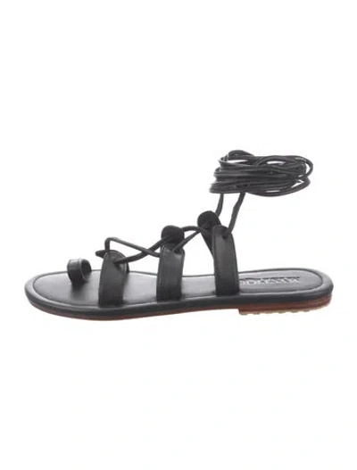 Pre-owned Mystique Leather Gladiator Sandals In Black