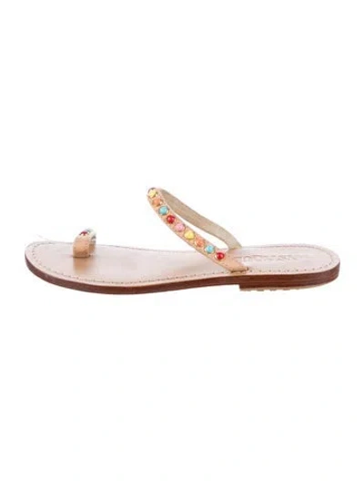 Pre-owned Mystique Leather Graphic Print Flats In Orange