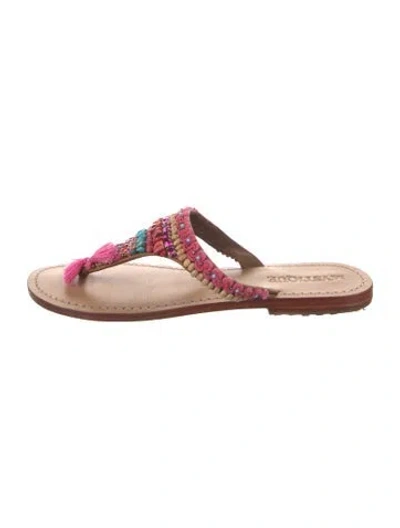Pre-owned Mystique Leather Patterned Flip Flops In Neutrals