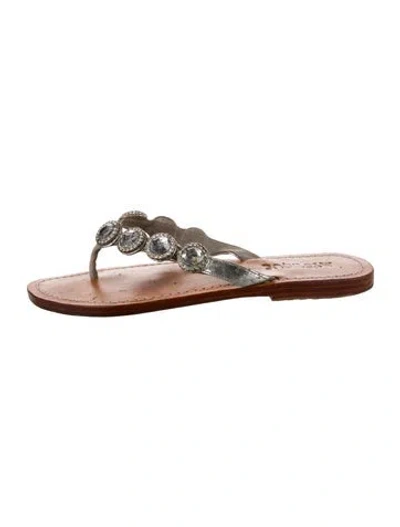 Pre-owned Mystique Leather Polka Dot Print Slides In Silver