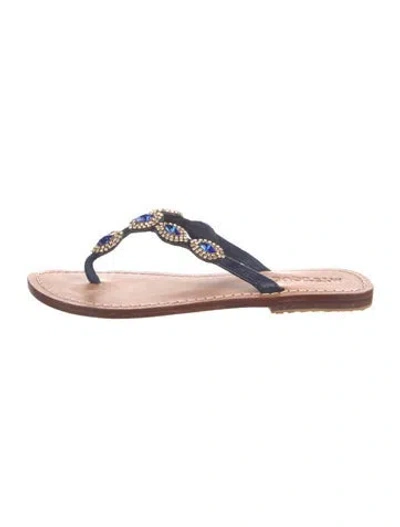 Pre-owned Mystique Leather Printed Flip Flops In Brown