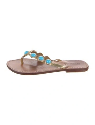 Pre-owned Mystique Leather Printed Slides In Neutral