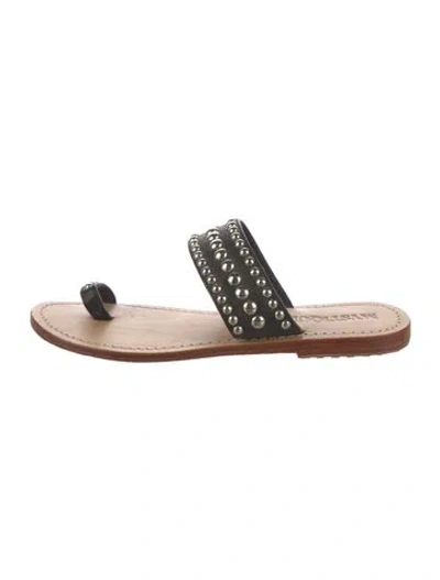Pre-owned Mystique Leather Slides In Black