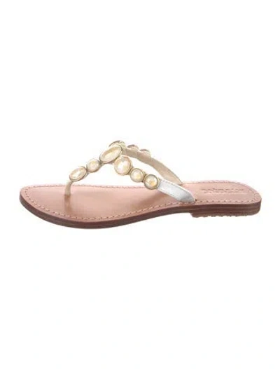 Pre-owned Mystique Leather Slides In Gold