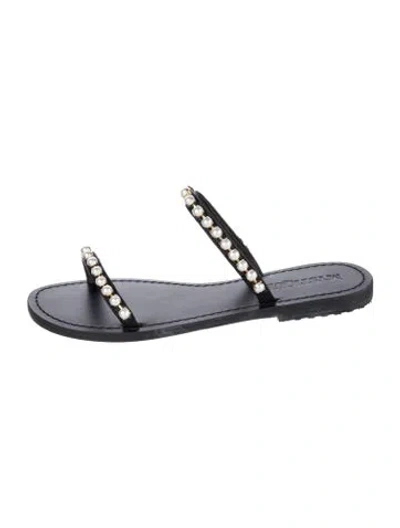 Pre-owned Mystique Leather Slides In Gray