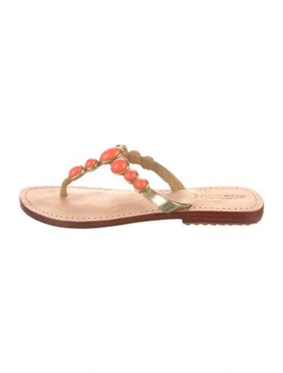 Pre-owned Mystique Leather Studded Accents Slides In Blue