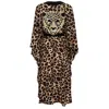 Mystique Leopard Print Kimono With Black Trim In Animal Print