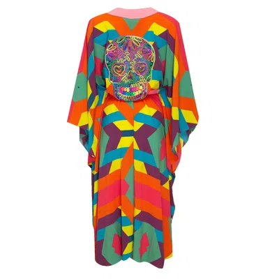 Mystique Long Neon Pink Kimono In Multi