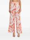 Mystique Palm Leaf-motif Trousers In Orange