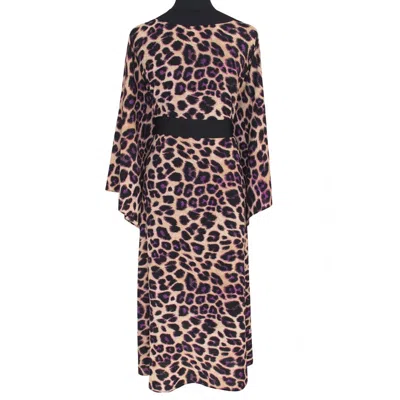 Mystique Panther Safari Kimono In Brown