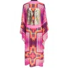 Mystique Pink Long Kimono Gold Wings In Multi