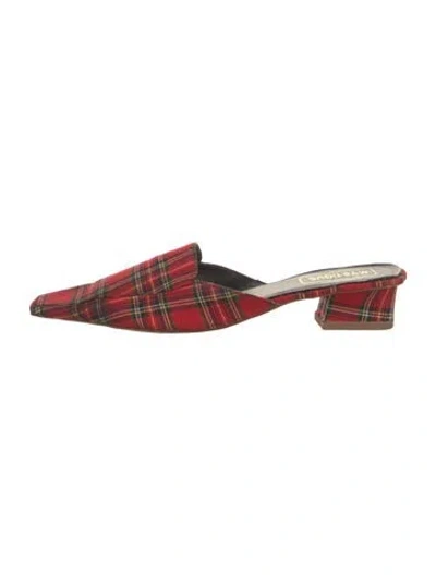 Pre-owned Mystique Plaid Print Mules In Red