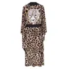Mystique Safari Brown Leopard Long Kimono Panther Black