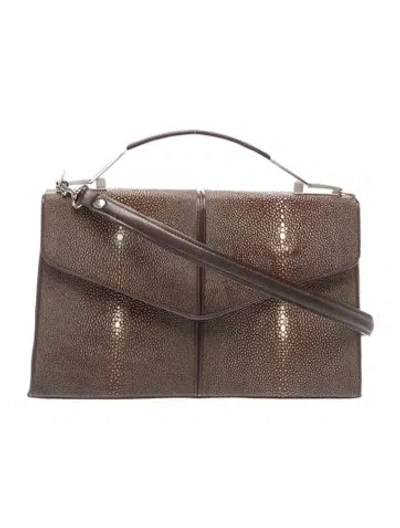 Pre-owned Mystique Stingray Top Handle Bag In Brown