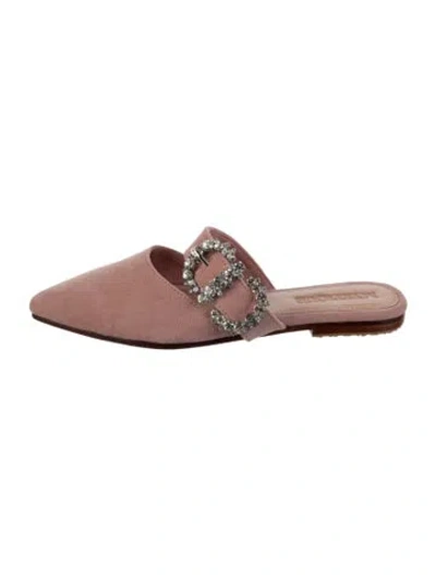 Pre-owned Mystique Suede Crystal Embellishments Mules In Pink