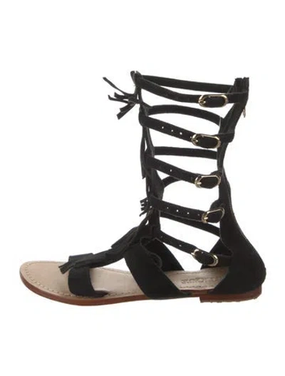 Pre-owned Mystique Suede Gladiator Sandals In Black