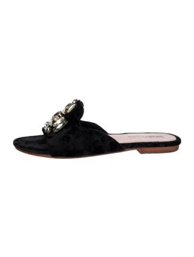 Pre-owned Mystique Suede Slides In Black