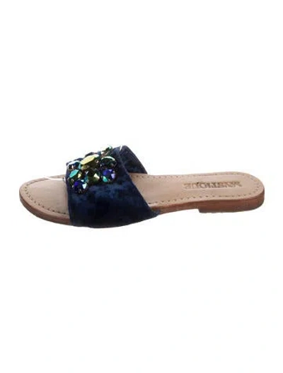 Pre-owned Mystique Suede Studded Accents Slides In Blue