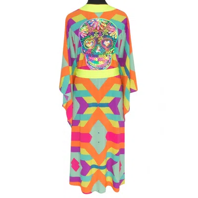 Mystique Tribal Colorful Kimono Wings In Neon Yellow Long In Multi