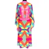 Mystique Tribal Colorful Mayan Long Kimono Wings In Neon Pink In Pink
