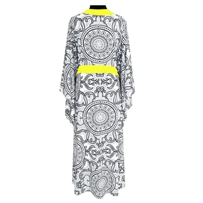 Mystique Tulum Moon Kimono Neon Yellow Long In Multi