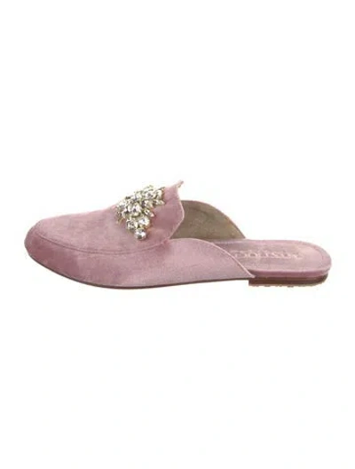 Pre-owned Mystique Velvet Mules In Pink