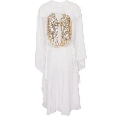 Mystique White Kimono With Angel Wings Long