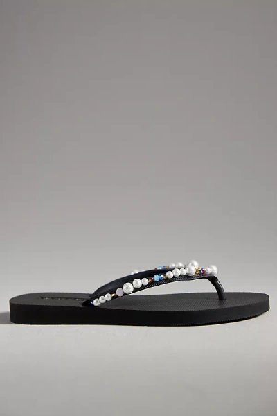 Mystique X Anthropologie Embellished Thong Sandals In Black